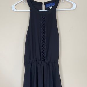 Francesca’s black high neck dress